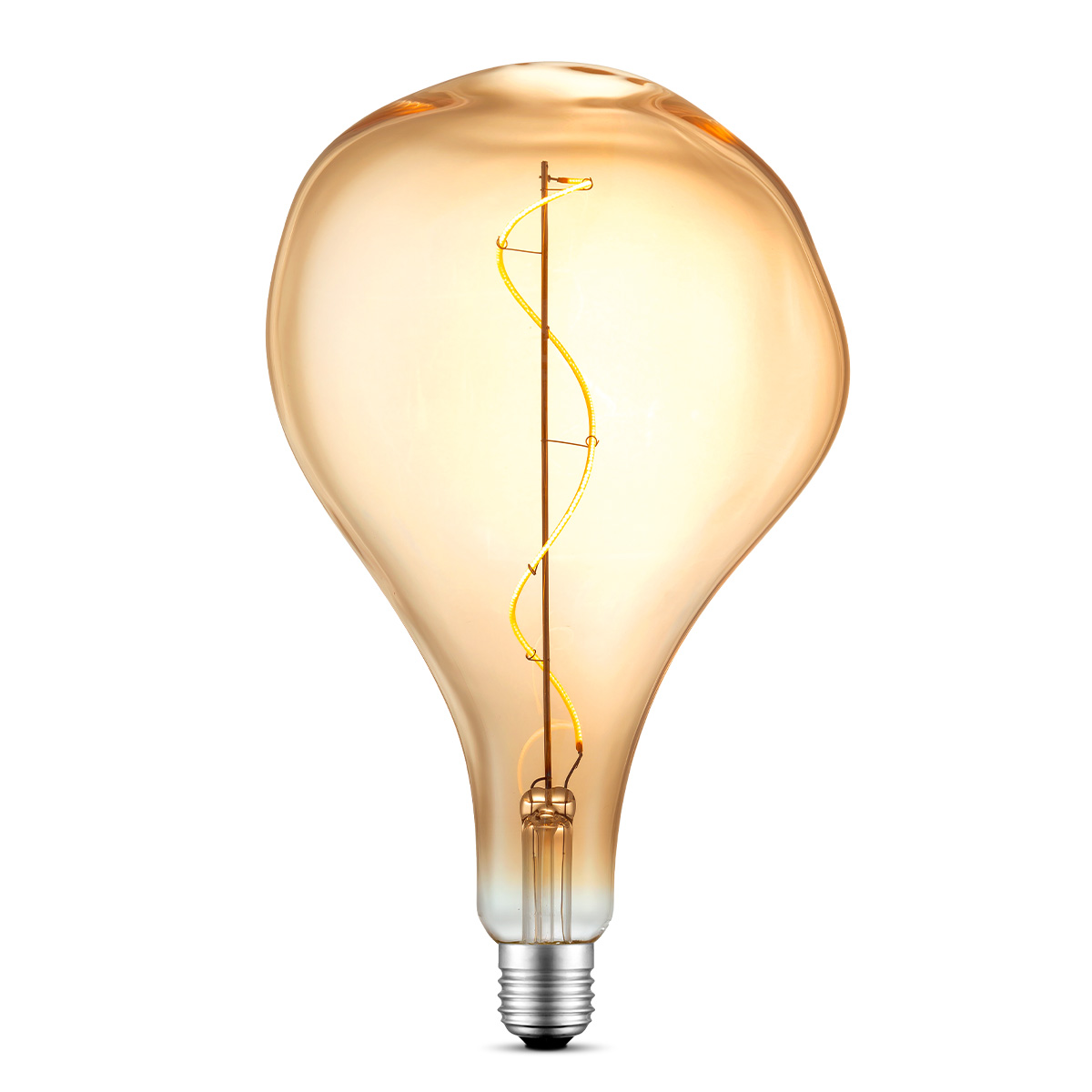 Edison Vintage LED filament lichtbron Flex - Amber - Blown - Retro LED lamp - 16.5/16.5/27.5cm - geschikt voor E27 fitting - Dimbaar - 3W 180lm 2700K - warm wit licht